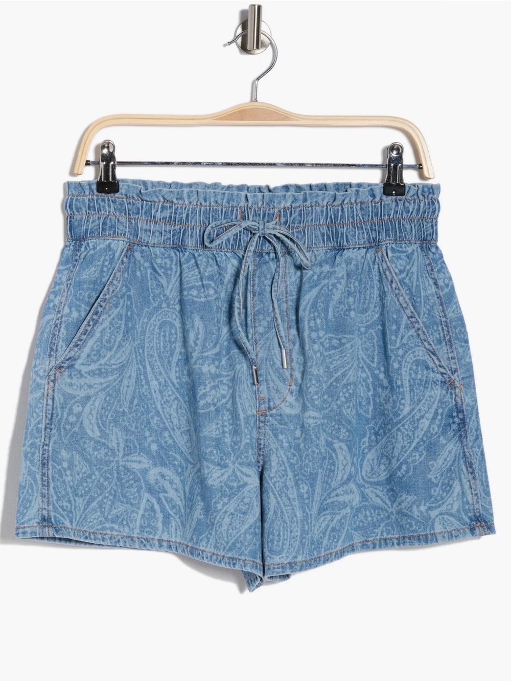 NWT Veronica Beard Drawstring High Waist Wilder Cotton Shorts Atlantic Paisley